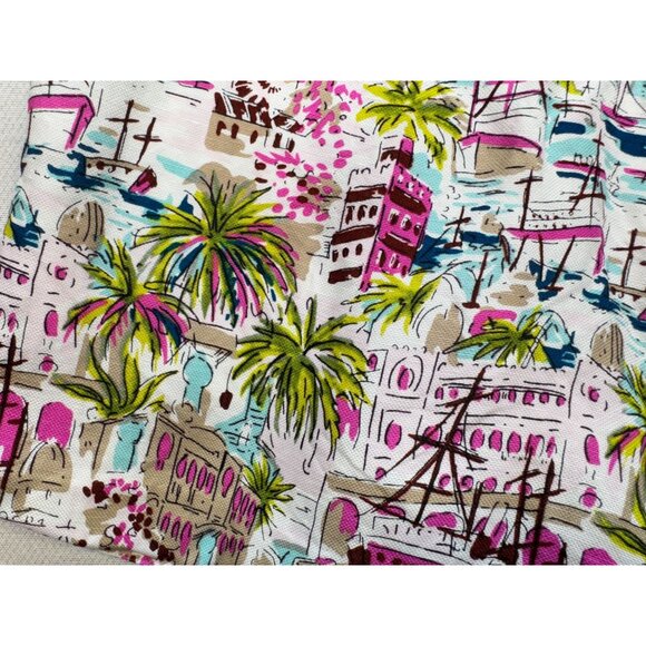 J.Crew Women's Tropical Palm Trees Print Casual Panel Button Shorts Size 4 White - Picture 11 of 12